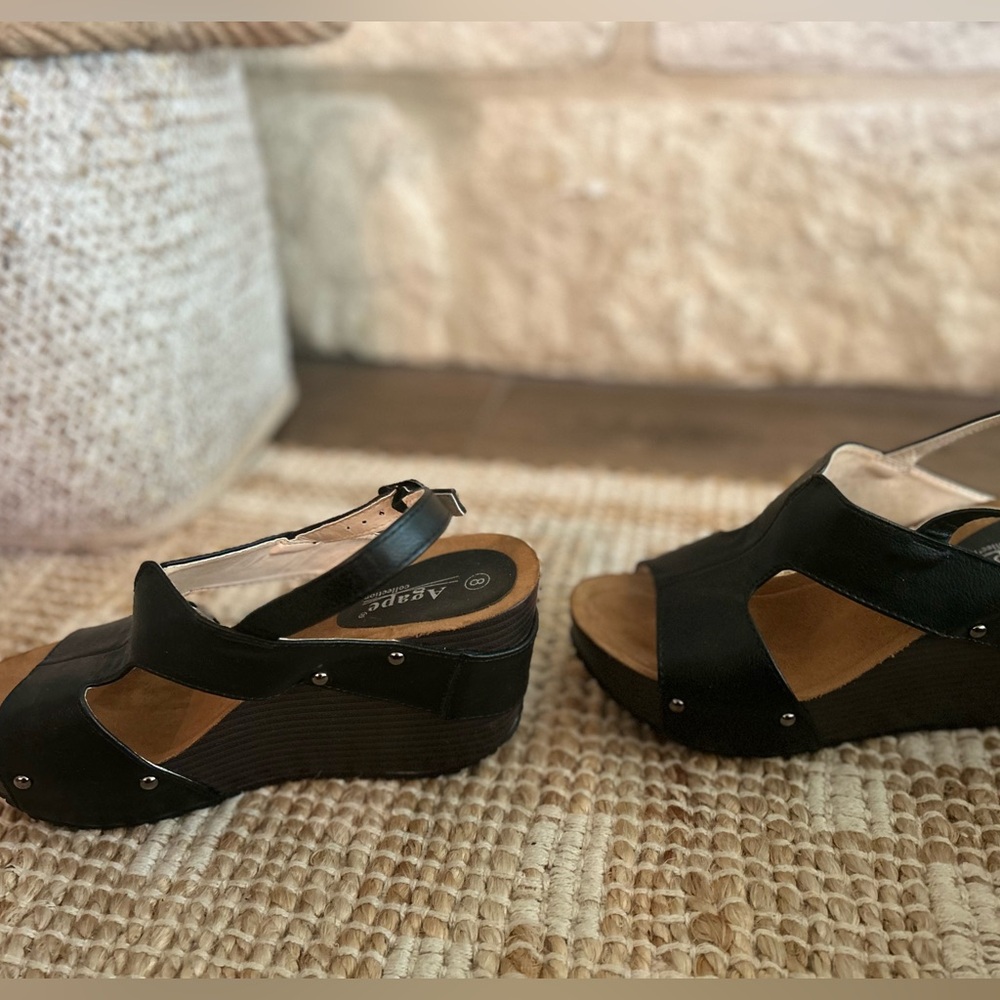 Black Platform Wedge Sandals